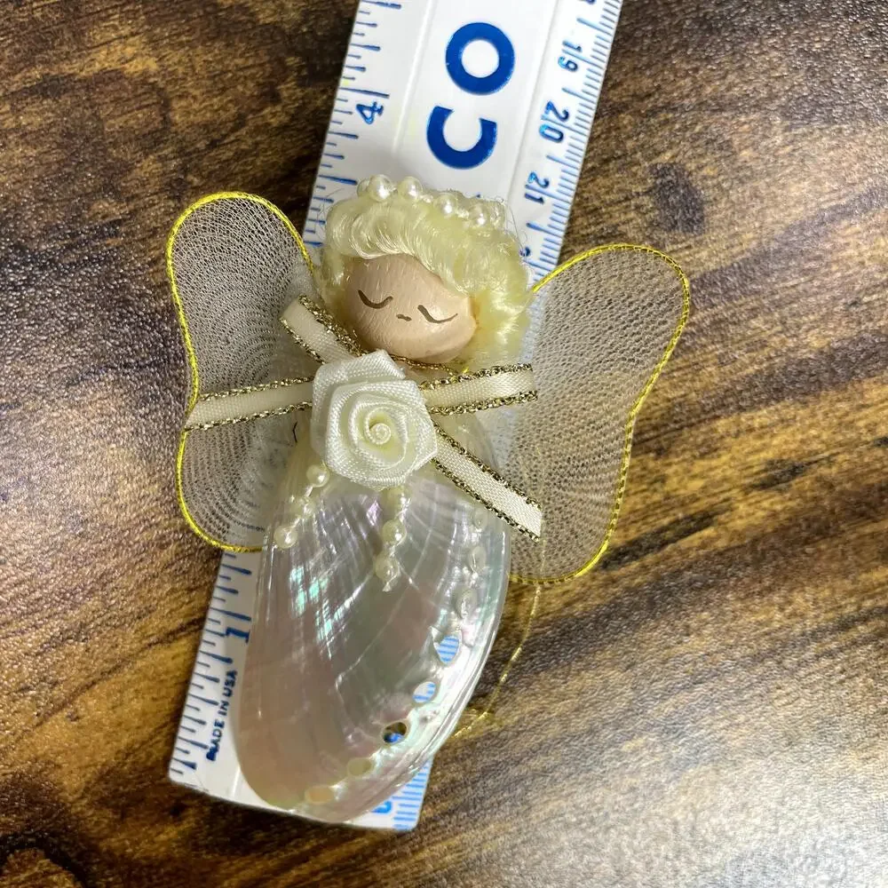 Angel Abalone Shell Christmas Ornament‎ Handmade Pearlized Polished Seashell